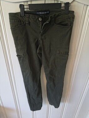 Express Jeans Stella Low Rise Ankle Legging Olive Green